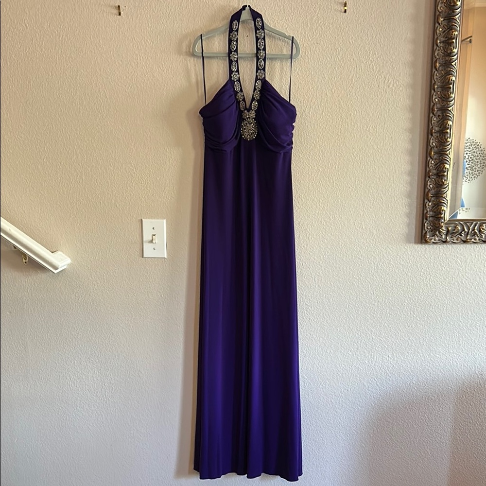 Purple Halter Maxi Sundress for Prom
